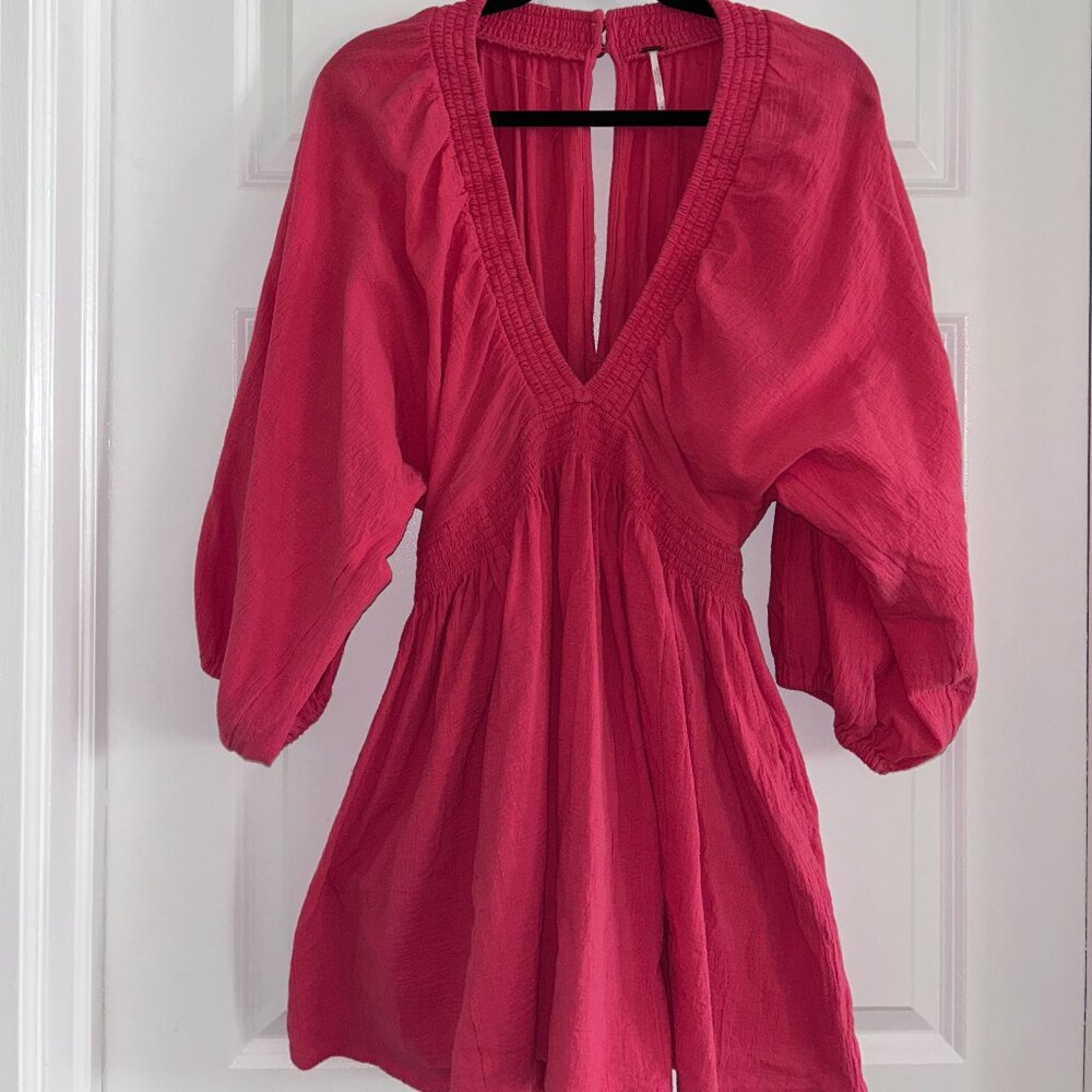 Free People, puff 3/4 sleeves mini dress (Medium)